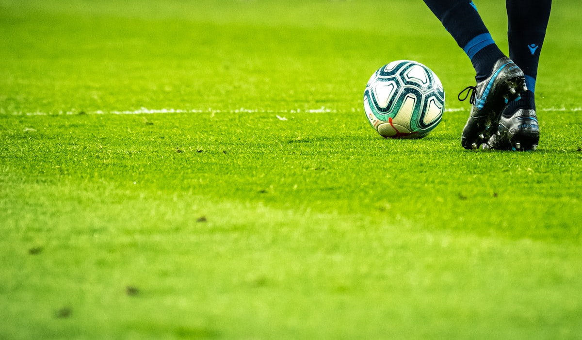 Football on a pitch