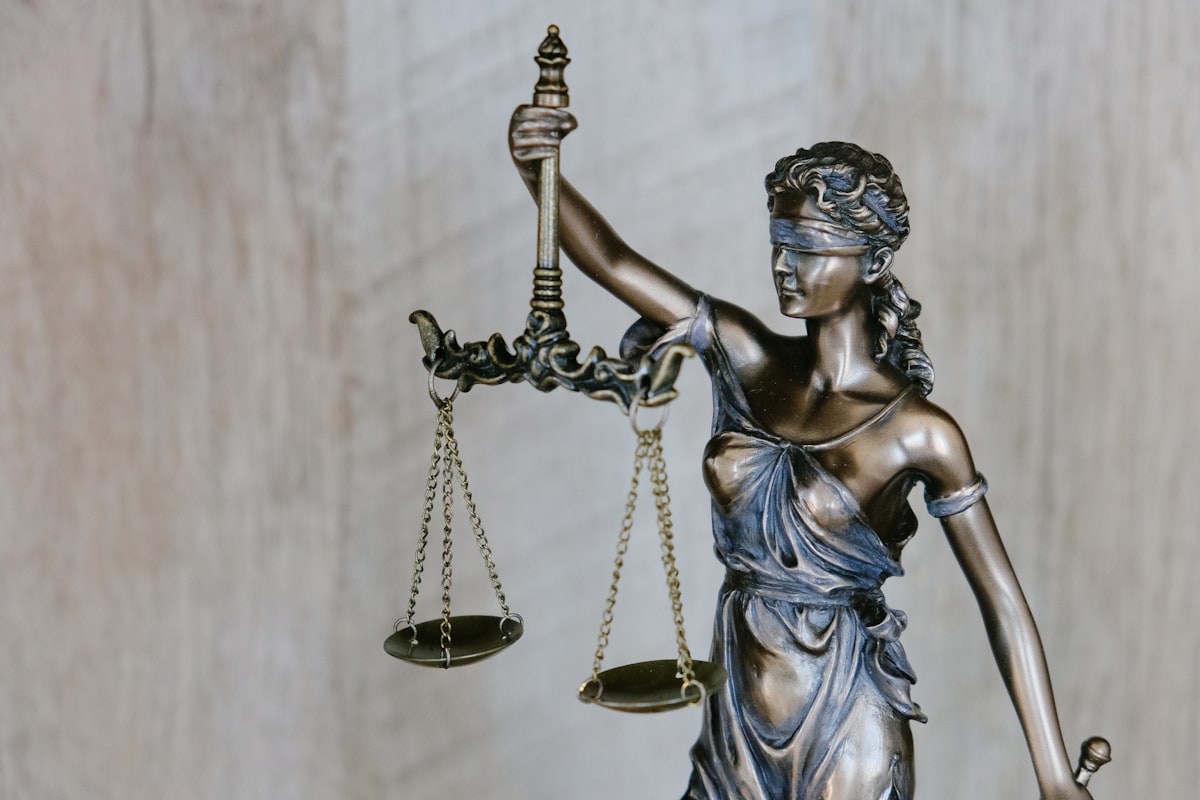 Gavel on a desk in a courtroom